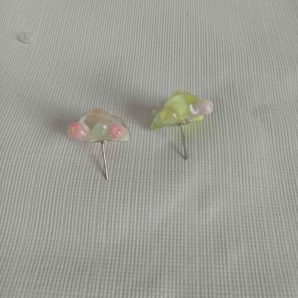 Set of Two Colorful Transparent Resin Gummy Bear Shaped Post Back Stud Earrings - Picture 4 of 9